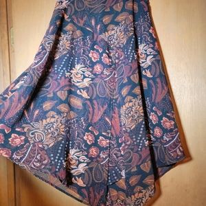 High Waisted Floral/Paisley Asymmetrical Layered Midi Twirly Skirt Size PS